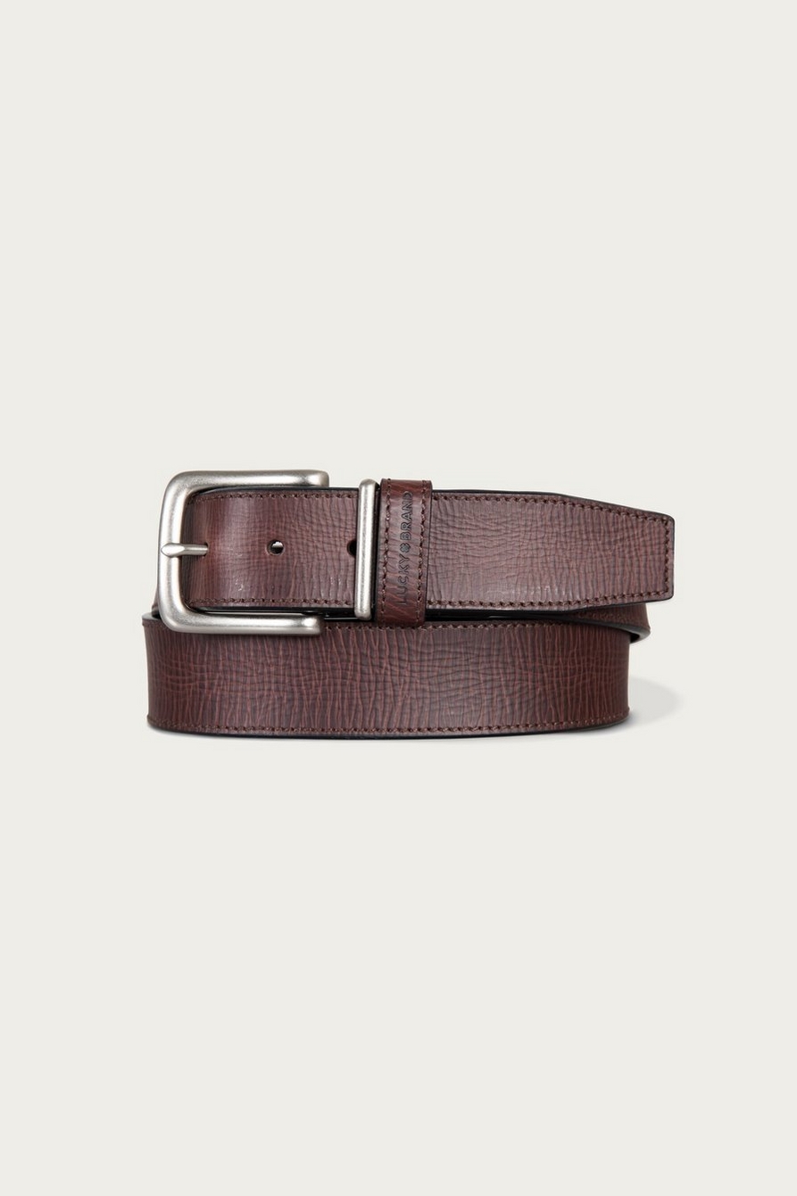 leather jean belt with metal and leather keeper